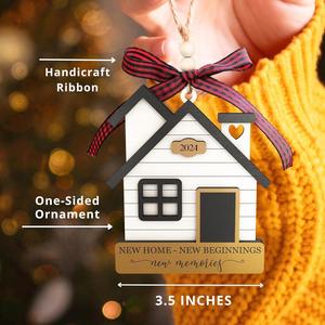 Chips de madera tallados con láser, decoración colgante de Navidad hecha a mano, modelo de casa de madera ahuecada personalizada, adorno festivo - Product Image 4