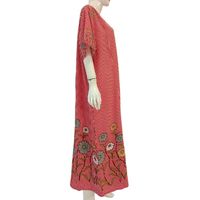 CHRYSANTA Robe d'intérieur décontractée grande taille pour femmes Abaya chemise de nuit en rayonne unie avec manches courtes brodées Vêtements de maison quotidiens décontractés