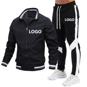 Vêtements sport logo personnalisé Survêtement fermeture éclair totale polaire polyester Survêtement jogging homme deux pièces Costumes de sport homme - Product Image 2