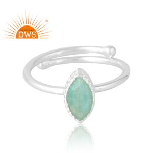 Anillo de piedras preciosas de amazonita Natural de Plata de Ley 925, joyería personalizada para mujer, regalo para ella - Product Image 3