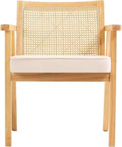 Chaise longue en bois scandinave Design confortable et élégant avec dossier en rotin pour espaces intérieurs - Product Image 2