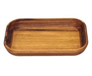 Plateau de service en bois d'acacia moderne écologique Poignée en cuir élégante double face pour la maison Hôtel Utiliser Assiettes à vaisselle plaquées alimentaire - Product Image 4