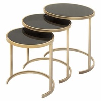 Meubles de salon au Design moderne, ensemble de Table d'appoint pour le petit déjeuner et le déjeuner d'invité, fait à la main, couleur or et noir, forme ronde