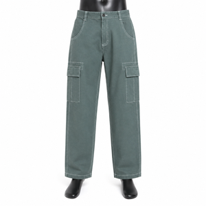 Pantalones Cargo Grises y Verdes al por Mayor Personalizados, Pantalones Casuales de Pierna Recta de Alta Calidad con Múltiples Bolsillos para Hombre, Ropa Urbana - Product Image 1