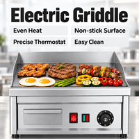 Commerciële elektrische bakplaat 450mm vlakke grillplaat 1750W 10mm plaat waterdichte schakelaar roestvrijstalen aanrechtblad voor restaurant