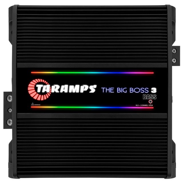 Taramps the Big Boss 3 Bass Black Color Amplifier 0.5 to 2 Ohms 3000 Watts RMS 108 RGB Effects Multi Impedance Class D Car Audio