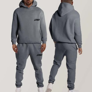 Nouvel ensemble de survêtement ample pour homme, sweat à capuche et pantalon, hiver, uni, anti-froissement, polaire - Product Image 4