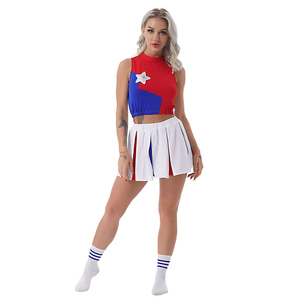 Professional Two-Piece Polyester Dancing Suits <b>Cheerleader</b> Uniforms for Adults Girls Bra Style for Children's Dance Wear - Product Image 1