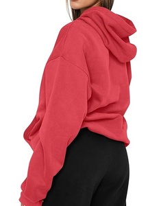 Pull à capuche étiquette personnalisée meilleur prix qualité bas prix nouveau style français éponge couleur unie poids lourd sweats à capuche pour les femmes - Product Image 3