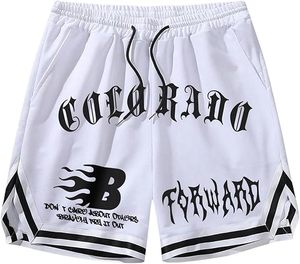 Pantalones Cortos Deportivos de Baloncesto para Hombre, Estilo Y2K, con Estampado Gráfico, Ribete a Rayas, Cintura con Cordón, Diseño Casual para Entrenamiento, Estilo Drippy, Ecológicos - Product Image 1