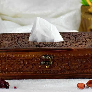 Portapañuelos de Madera Tallada con Diseño Floral de Primera Calidad, Elegante para Decoración del Hogar de Alta Gama, Tradebyd - Product Image 3