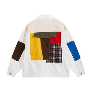 Contrast Patchwork Loose Coat Spring Fashion Brand Trend Design Handsome Senior Casual <b>Denim</b> <b>Jacket</b> - Product Image 2
