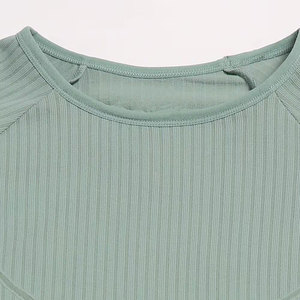Nueva Camiseta de manga larga con estampado de transferencia de calor para mujer, Camiseta básica de secado rápido con cuello redondo para mujer, top de Yoga de manga completa - Product Image 6