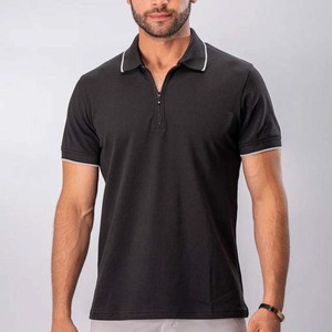 Men's Black Short Sleeve Polo <b>Shirt</b> 100% Cotton Pique Knitted Casual Solid Color <b>Collar</b> Design - Product Image 2