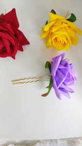 Velvet Metal Multi Color Artificial Rose Flower Hair <b>Clip</b> for Women Bridal Jura U-Shaped Pin Eco-Friendly Reusable Fashion - Product Image 6