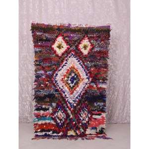 Auténtica Alfombra Marroquí Hecha a Mano, Boucherouite, Estilo Bohemio, Colorida, Vintage, Decoración Artesanal del Atlas - Product Image 1