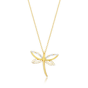 Dragonfly Charm <b>Necklace</b> with Baguette CZ Stone Trendy 925 <b>Silver</b> Wholesale Women Handcrafted Jewelry - Product Image 3