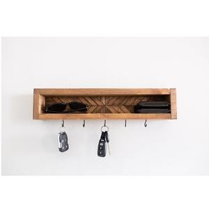 Porte-clés en bois vintage pour entrée murale porte-courrier et porte-clés avec étagère crochet pour porte-clé de maison murale - Product Image 5