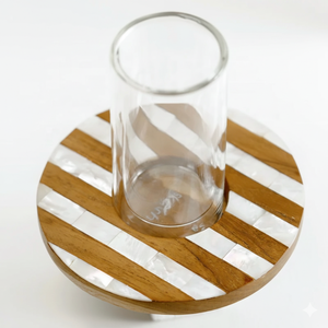 Elegant Classic Eco-Friendly Heat Resistant Round Mother of Pearl Tea <b>Coffee</b> Coaster Home Decor; Wholesale Mats <b>Pads</b> for Serving - Product Image 1