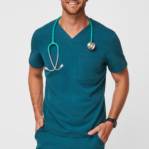 Uniformes Médicos de Hospital para Hombres al por Mayor, Conjuntos de Uniformes de Enfermería de Poliéster, Rayón y Spandex Elástico para Hombres - Product Image 1