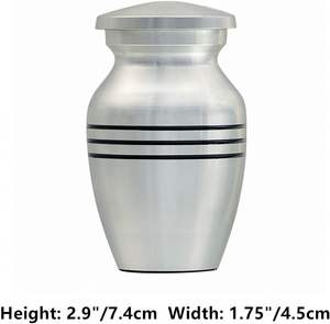 <b>Small</b> Keepsake <b>Urn</b> <b>for</b> <b>Human</b> <b>Ashes</b> or Pet <b>Ashes</b> Qty 1 Hard Metal Cremation <b>Urn</b> Mini Funeral <b>Urn</b> with Velvet Bag - Product Image 2