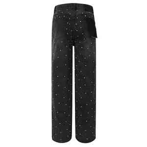 Pantalones Vaqueros Negros con Pedrería, Estilo Urbano, Corte Holgado, Brillantes, Jeans de Moda para Hombre, Casuales, Pierna Ancha, Personalizados, al por Mayor - Product Image 1