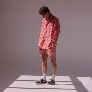 Conjunto de Camisa y Pantalones Cortos para Hombre, de Lino/Algodón Suave, Casual Elegante, Transpirable y de Secado Rápido, con Estampado |   Cintura Elástica Baja |   Servicio OEM - Product Image 2