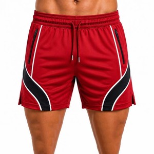 Shorts de sport pour homme à séchage rapide avec bande latérale et cordon de serrage à la taille, noir et gris - Product Image 4