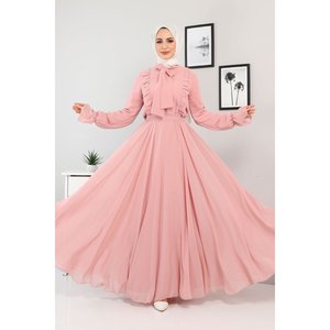 Vestido de Noche Casual con Cintura Natural, Estilo A-Line, Manga Larga, para Fiesta o Dama de Honor, Tallas XL XXL, Poliéster Liso Teñido, Mega Merchant - Product Image 4