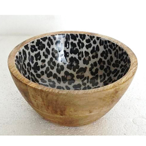 Bol à salade en bois de vente chaude bol de service rond imprimé en émail multicolore bol à mélanger - Product Image 1