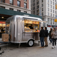 Kiosque mobile de restauration rapide entièrement équipé pour la vente de glaces, de hot-dogs et de snacks, avec cuisine équipée
