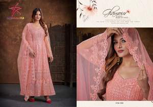 Support de vêtements spéciaux pour l'Aïd/Collection de vêtements à feuilles persistantes pour adultes Filet lourd Salwar Kameez avec broderie séquentielle à vendre - Product Image 4