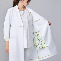 Manteau de laboratoire sans col pour femme, Plantica, manteau à fleurs populaire