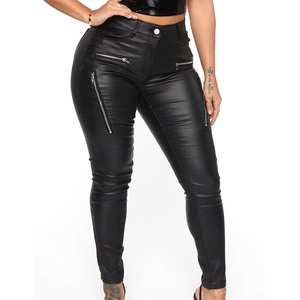 Pantalones de cuero PU transpirables de invierno de alta calidad para mujer, novedad de 2025, Color sólido, cintura alta, longitud completa - Product Image 6
