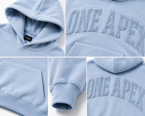 Sweat-shirt à capuche surdimensionné bleu ciel personnalisé pour homme, en coton lourd, style streetwear, ONEAPEX OEM - Product Image 6