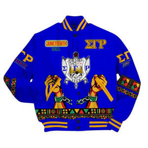Sigma Gamma Rho 1922 édition royale veste Varsity Letterman pour femmes Satin tricoté broderie caniche fierté vêtements de mode - Product Image 4