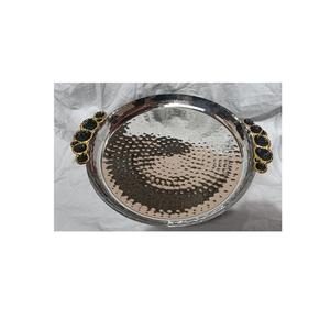 Plateau de service de fruits en métal de haute qualité avec forme ronde pour hôtel plateau de service imprimé en émail de taille personnalisée pour l'artisanat - Product Image 1