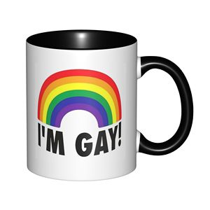 Sono Gay arcobaleno con manico nero tazze da caffè di compleanno tazze da tè in ceramica 11oz - Product Image 1