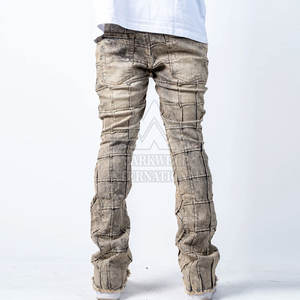 Venta al por mayor Pantalones de hombre hechos a medida Pantalones apilados lavados para hombres Pantalones de hombre de diseño único Pantalones apilados lavados - Product Image 3