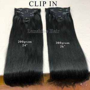 High Quality Cuticle Aligned Vietnamese 100% Remy <b>Halo</b> Clip-in Hair <b>Extensions</b> Double Drawn Waves and Curls in High Demand - Product Image 4