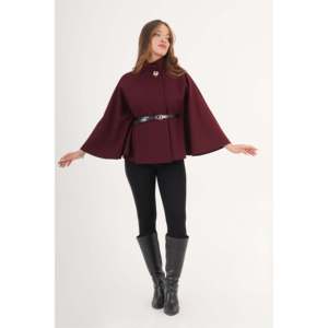 เสื้อคลุมโปโลสีแดงเบอร์กันดีสำหรับผู้หญิง พร้อมเข็มขัดและกระดุมเดี่ยว ขายส่ง - Product Image 5