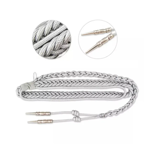 Cordón de hombro trenzado de oro y plata con puntas de latón para uniforme ceremonial, venta al por mayor - Product Image 4