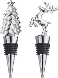 Bouchons de bouteille de vin de Noël antiques coffret cadeau bouchons réutilisables faveur de Noël emballés individuellement scellants de vacances de Noël - Product Image 6