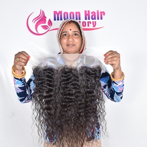 Commandez en ligne maintenant, prix de gros direct d'usine, cheveux humains indiens bruts, frontal bouclé, doux, soyeux, naturellement fabriqué, en vente - Product Image 2