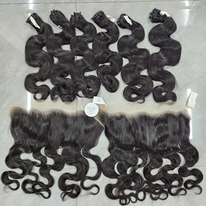 Extensiones de Cabello Humano Vietnamita, Ondulado, con Frontal de Encaje Transparente 13x4, Parte Libre, 10A - Product Image 1