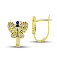 SEAGOLD Boucles d'oreilles pendantes à clip en or 14 carats de haute qualité, style tendance pour enfants, forme fleur, pierre de zircon, faites à la main, par un tiers