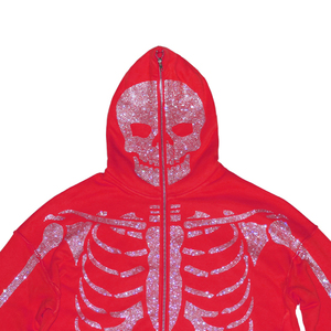 Alta calidad 100% algodón de gran tamaño con cremallera completa esqueleto Sudadera con capucha logotipo personalizado bordado temporada de invierno apropiado - Product Image 2