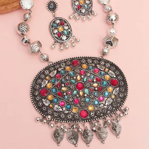 Conjunto de collar oxidado con Colgante de Piedra Atiksha de alta calidad, superventas, directo del proveedor indio - Product Image 1