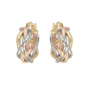 Del Pia - Aros de Lujo de Alta Calidad al por Mayor, Tres Colores, Cuatro Tubos, 10 mm, Chapado en Oro de 18 Quilates sobre Plata de Ley 925 - Product Image 1