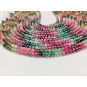 Perles de pierres précieuses naturelles multi-tourmalines 5-5,5 mm, lisses, polies, en forme de rondelle, avec jeu de couleurs, 15-16 pouces, pour la fabrication de bijoux - Product Image 3